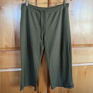 Athleta Soft Jersey Cropped Tie Waist Pants. Tags Removed. Size L, Olive Green